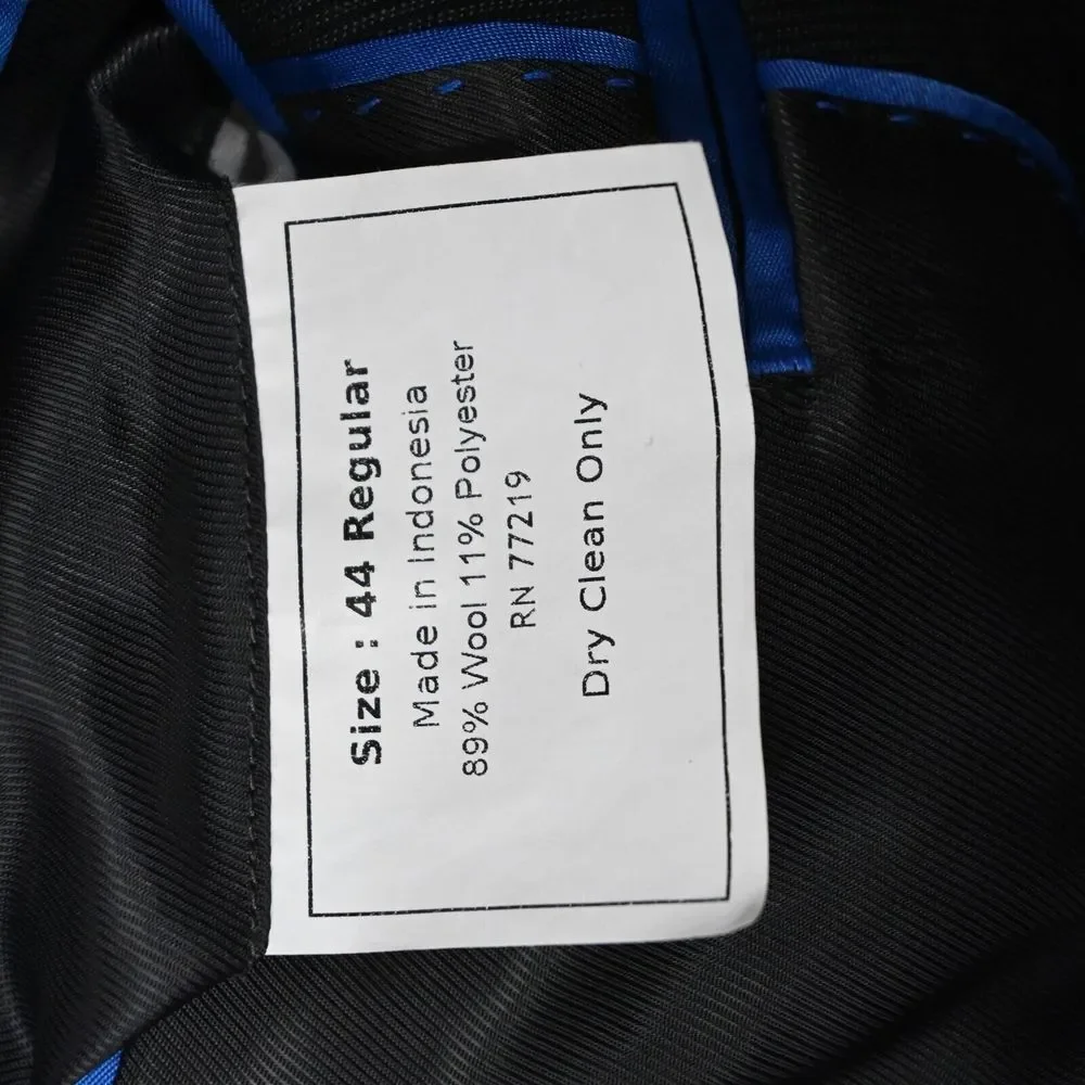 Egara 44R Black Stripe Slim Fit Wool Mens Blazer Suit Jacket Coat‎